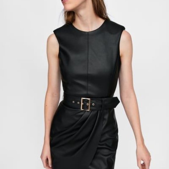 Zara Dresses & Skirts - Zara Basic Leather Sheath Dress